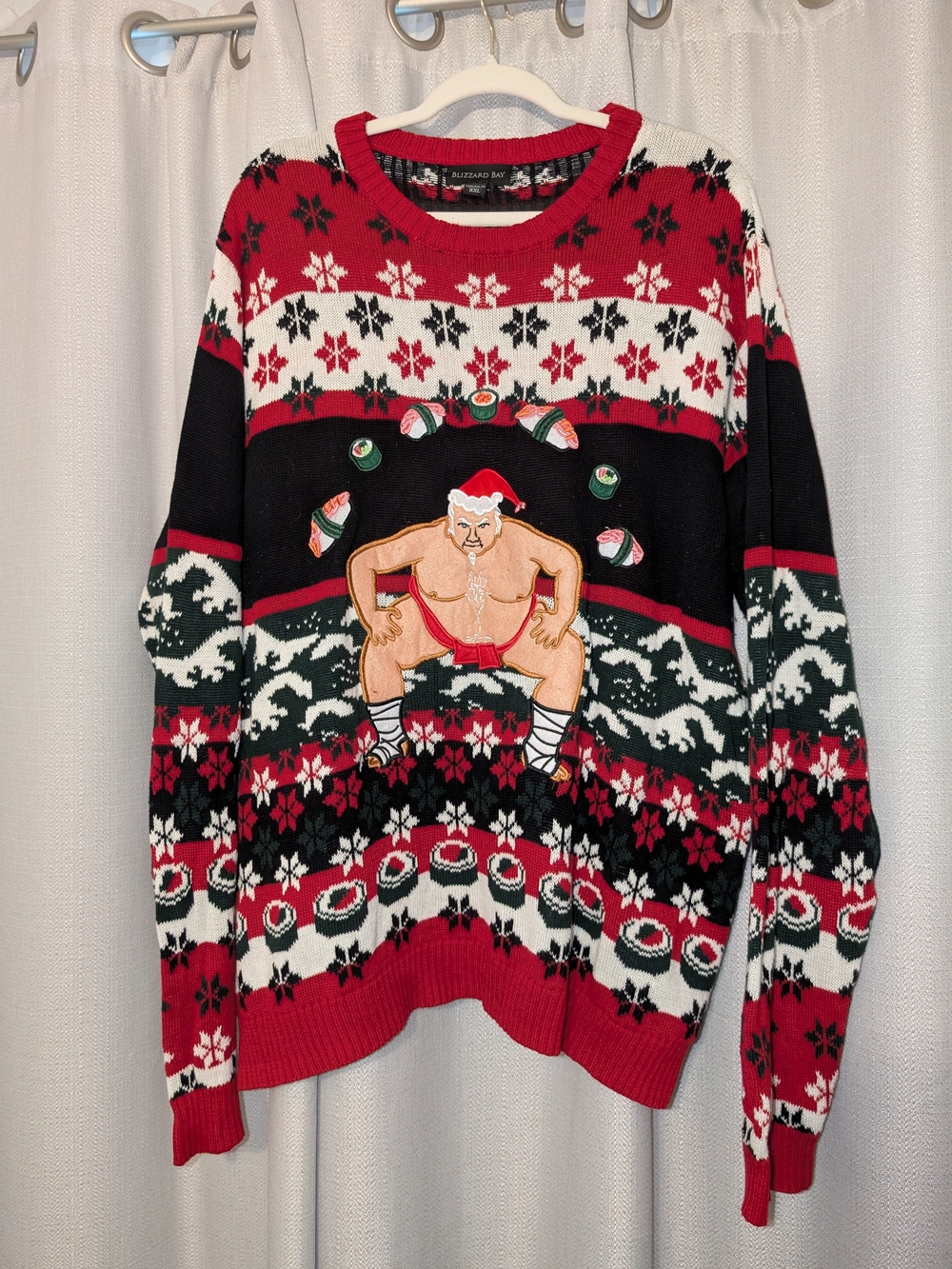 Blizzard Bay Men's Ugly Christmas sweater - Sumo Wrestler sushi XXL
